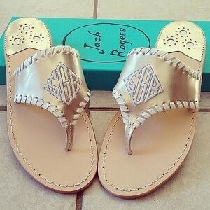 Jack Rogers Embroidered Monogram Women's Sandals Size 10🌴